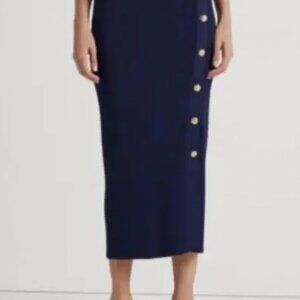NEW Ralph Lauren Ribbed Knit Midi Skirt XS